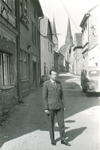 Lieutenant graduate Jan Klíma on leave at home in Vysoké Mýto, 1965
