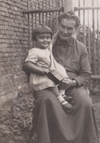 Věra Vítková with grandmother, 1935