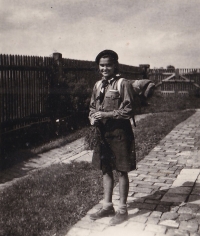 Věra Vítková in a scout uniform, 1945
