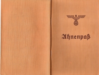 The Ahnenpaß - that is, a certificate of Aryan origin - was issued in Germany by the Reich Union of Registry Office Officials from 1933 and served as a confirmation of the "Aryan origin" of the owner of this document (in this case, the grandmother of the witness). Proof of "Aryan origin" was prescribed by various laws under National Socialism (Nuremberg Laws, Professional Officials Act and later also the German Officials Act).
