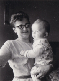 Věra Vítková with her son, 1950s