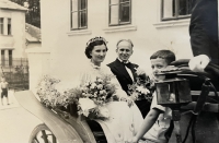 wedding photo of Vojtech Okrucký and Olga, parents of Danica Okrucká