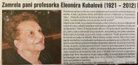 memory of prof. Kubalová, leader of the Trenčany ensemble