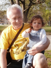 The witness' grandson Jakub René at Letná hill, 2017