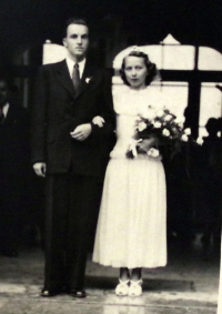 Jiřina Holubářová together with her husband, 1950 