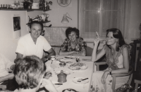 Family reunion; Milada Rejmanová is at the end of the table, husband František Rejman left of her