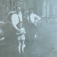 Eliane with uncles Gustav and Josef and his daughter, 1950s