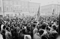 General strike on November, 27 1989 on the main square in Jaroměř