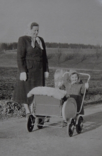 Marie Koutná with son, 1955
