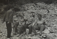On a trip, mother Anna is second from the right, 1950s