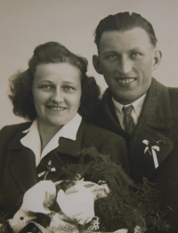 Jaroslav and Marie Koutnýs’ wedding, 1949