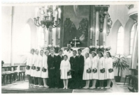 The confirmation of Ján Juráš by his father Jozef Juráš in Bátovce 1961, Ján Juráš first right