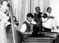 Josef Giňa (at the cimbalom) with his uncle and brother-in-law, about 1985