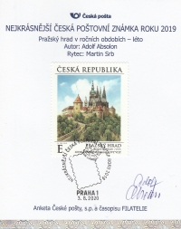 Známka s motivem Pražského hradu v létě, nejkrásnější česká poštovní známka roku 2019
