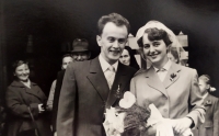 The wedding of Božena and Pavol Hurajt at the Old Town Hall in Prague. 27 march 1954
