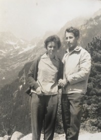 With her husband Jaroslav on holiday in the High Tatras, about the mid-1960s