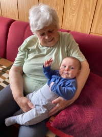 With her great-grandson Vojtěch in 2021
