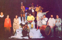 Jiří Lábus (on the far left) in a production of King Ubu, photo by Studio Ypsilon