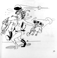 Ilustrace z publikace Ženy v modrém o ženách-pilotkách v čs. vojenském letectvu, autor Miloslav Moráček, 1953