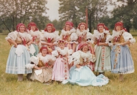 Hanácké právo (a traditional festival in Haná), Ludmila Stoklásková is the second one from left, top row, 1975
