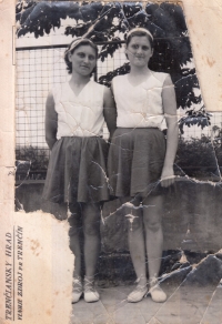 Ludmila Stoklásková (on the left) v Trenčín, 1958