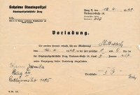 Předvolání maminky pamětnice k výslechu na gestapu na 14. dubna 1943