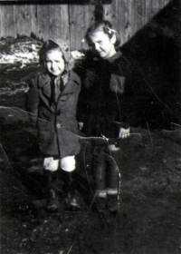 Jaroslava Rychlíková with her future sister-in-law Alena Rychlíková, on the right, 1944, Vizovice