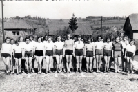 Jarmila Rychlíková zcela vlevo, Vizovice, 1952