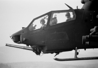 Close-up view of a Cobra helicopter with a two-man crew