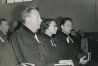 Karla Trojanová a Jakub S. Trojan v listopadu 1968 ve Mšeně, instalace faráře Vanči