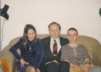 Jakub S. Trojan with his grandchildren on the day of their confirmation