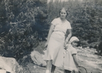 Karla Trojanová at the age of three on a trip in the Tatras 