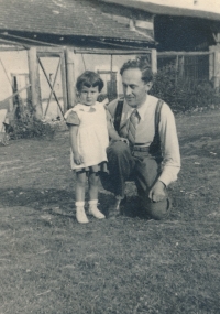 Karla with her father in Čeminy in the house of grandma and grandpa Šoral 