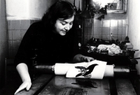 In the printing workshop, circa 1990