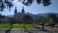 The church in Hejnice - view from the former elementary school