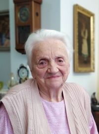 Růžena Petrášová při natáčení rozhovoru, březen 2022