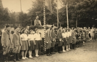 District Sokol gathering, Most, 1946. Jiřina Mrázová is the fifth from the left