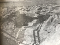 View of the excavated rock of František Dušek's quarry, second half of the 1940s