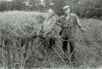 Jaroslav Havel during the harvest season in 1969 with his mother
