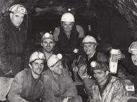 Václav Veber (third from left) in the mine, 1972