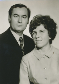 With husband, 1971