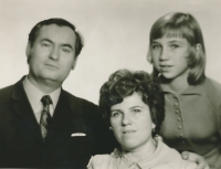 With husband and daughter, 1971