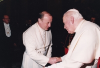 Opat Michael Josef Pojezdný u papeže Jana Pavla II. v Římě