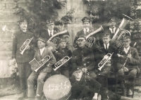 Czech brass band in Moštěnice, 1925