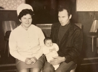 With daughter Šárka at the newborn babies’ welcome ceremony, 1972