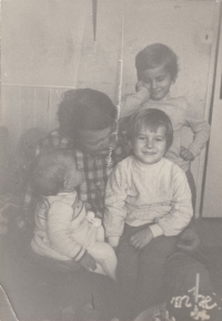 Brother Petr with his three daughters, 1980s