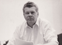 Eustach Broulík, in the editorial office of the daily Moravian-Silesian Day in Ostrava,1990s