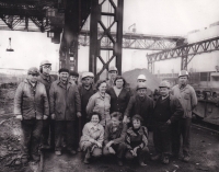Eustach Broulík with colleagues from the scrap yard, Ostrava, 1974