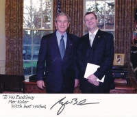 Petr Kolář s tehdejším prezidentem Spojených států amerických Georgem Bushem mladším, 2005