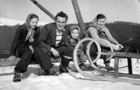 Jarmila Sikorová with her father and aunts / 1955